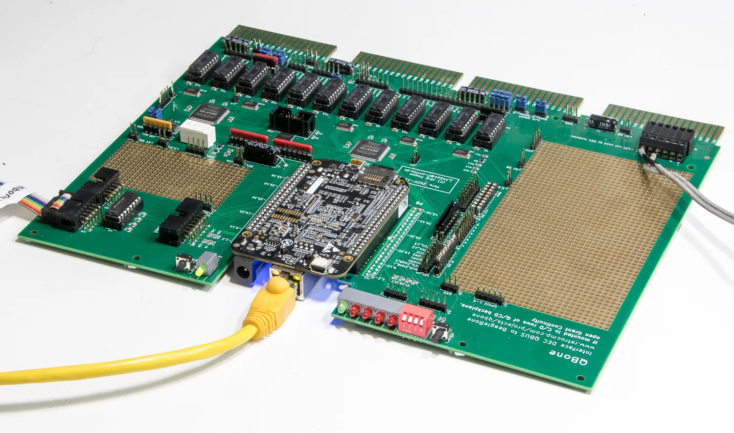 A card under test in an otherwise empty backplane